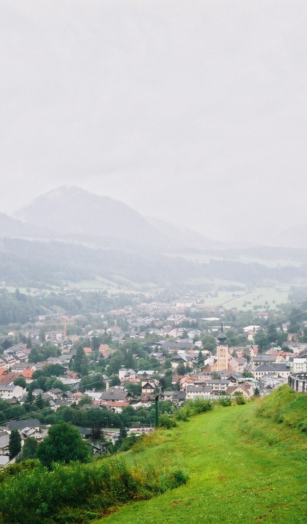 Панорама города на горнолыжном курорте Шладминг, Австрия