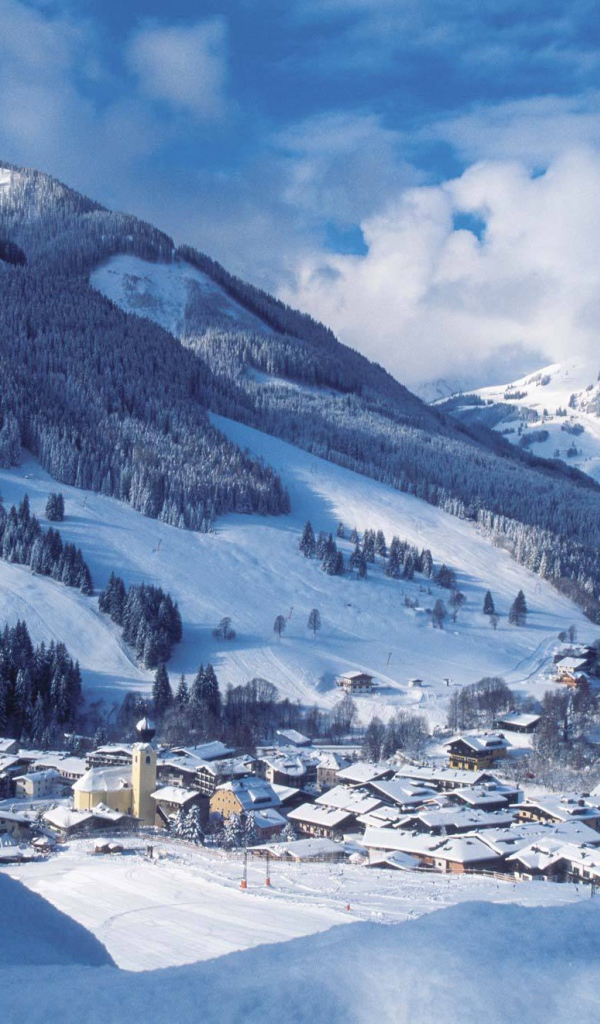 Панорама на горнолыжном курорте Заальбах Хинтерглем, Австрия