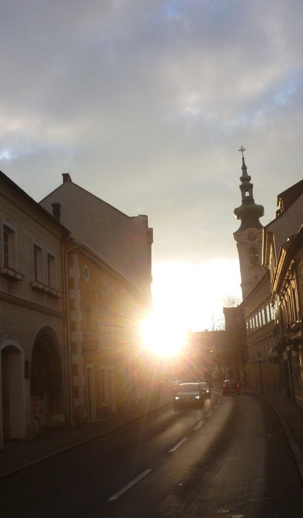 Закат в городе Гайнберг, Австрия