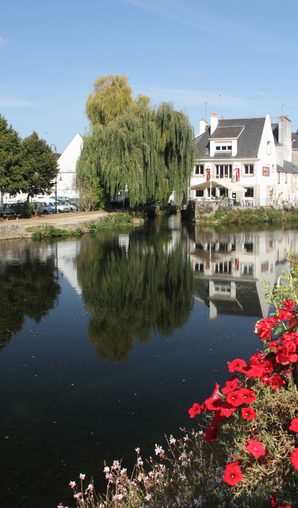 Lake in the town in Brittany, France