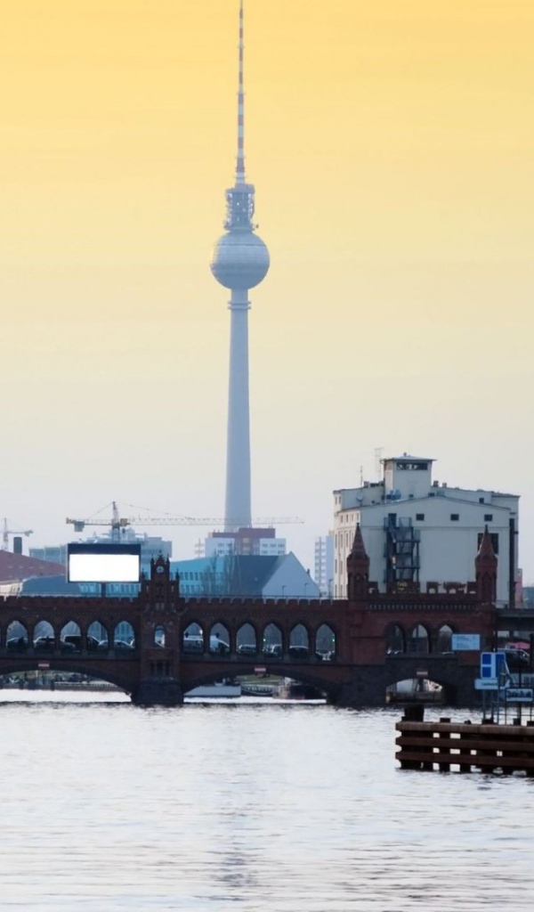 View of the TV tower from the river in Berlin