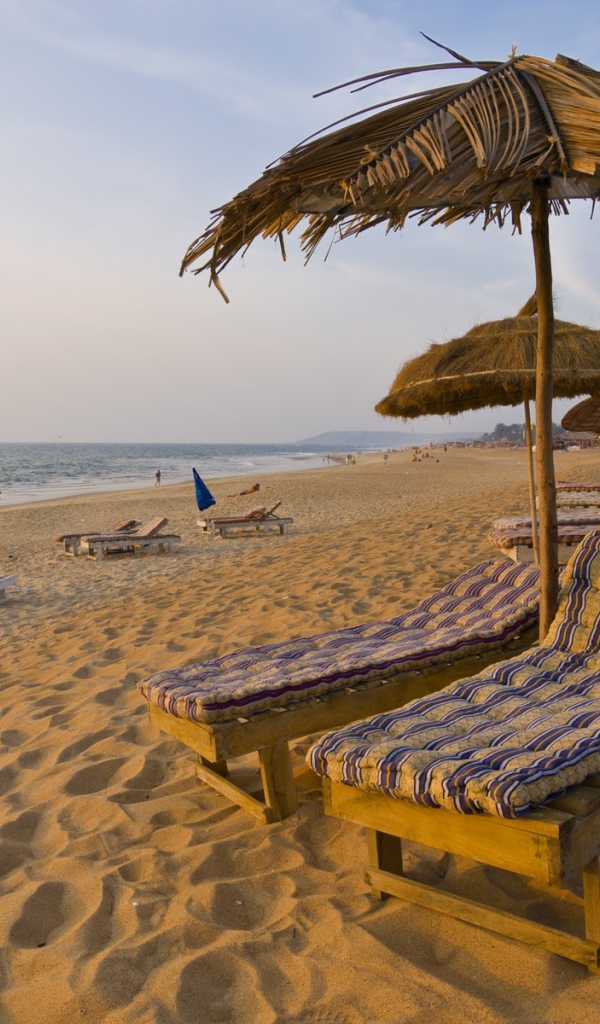 Шезлонги на пляжах в Гоа