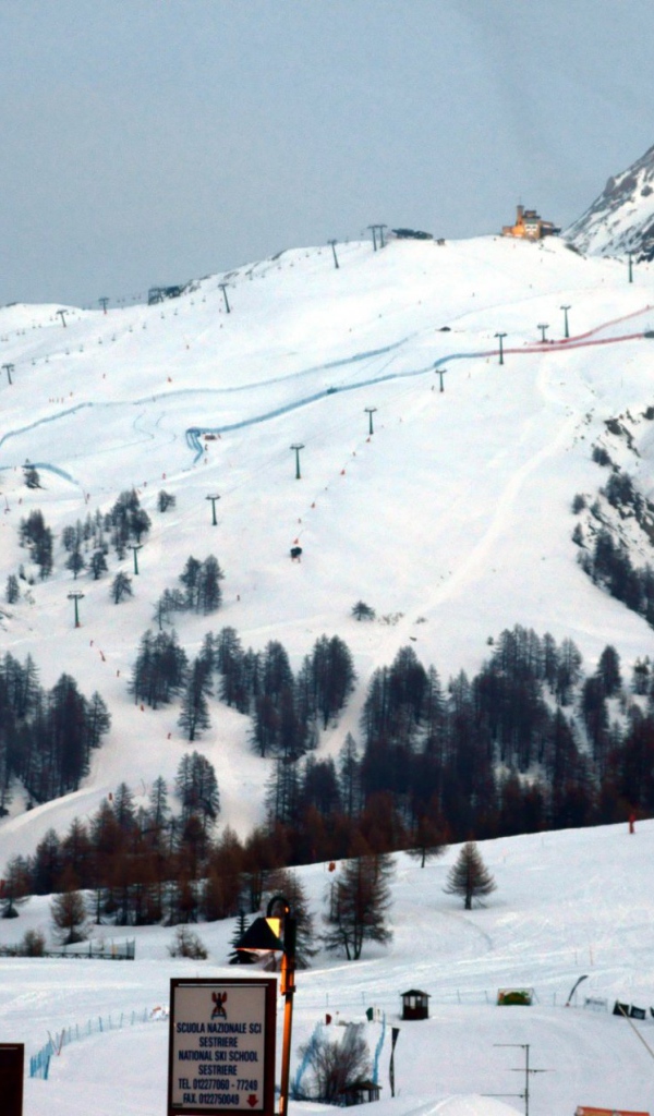 Ski piste in the ski resort of Sestriere, Italy