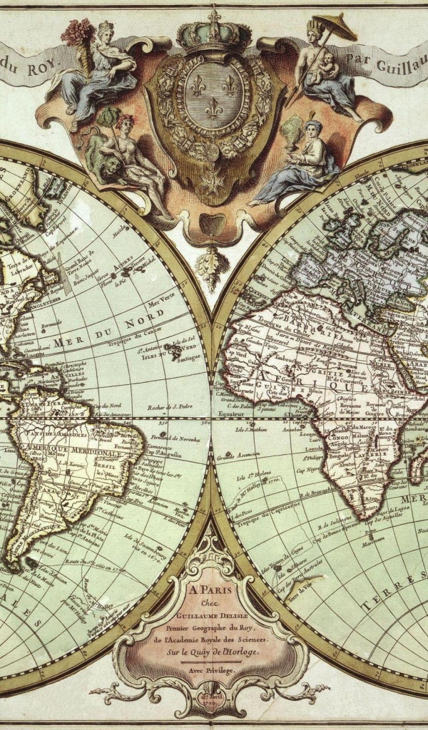 Красивая старинная карта Мира