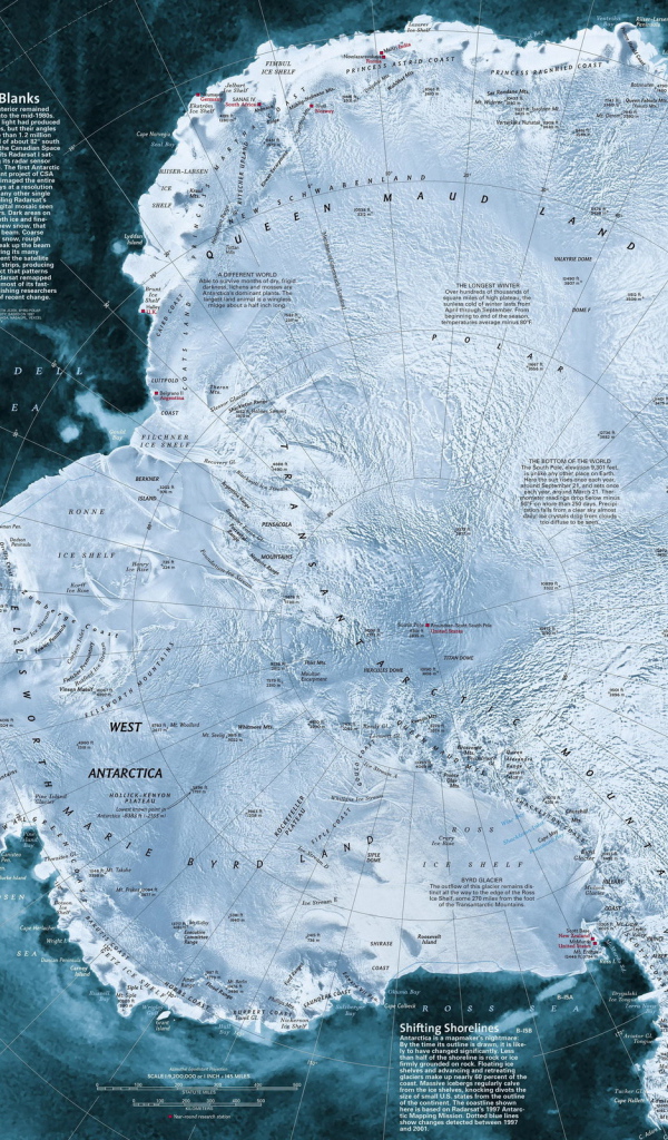 Большая подробная карта Антарктики