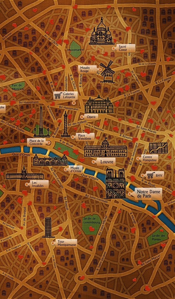 Большая карта достопримечательностей Парижа