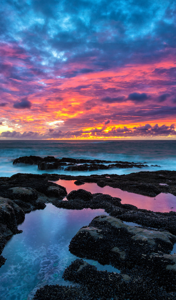 Закат на мысе Араго на побережье штата Орегон, США