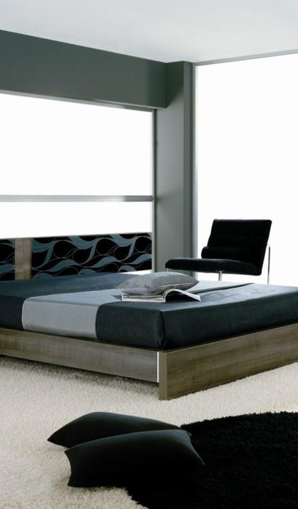 Черно белая спальня