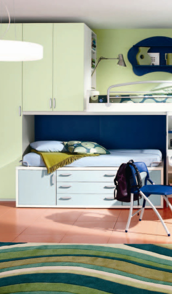 Сине зеленый стиль в оформлении детской