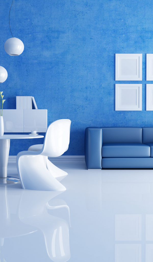 Синий диван в гостиной