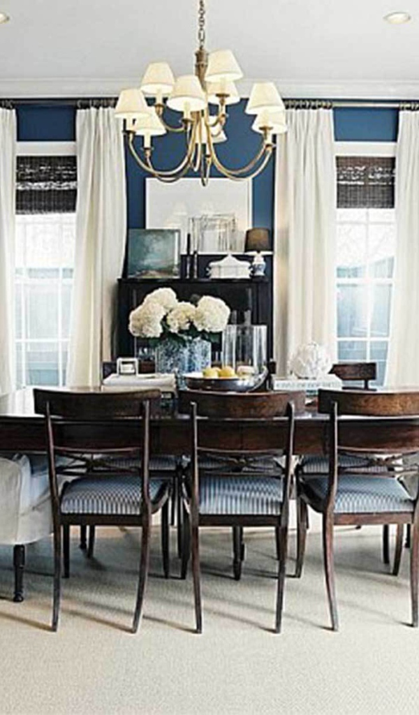 Синие стены в столовой