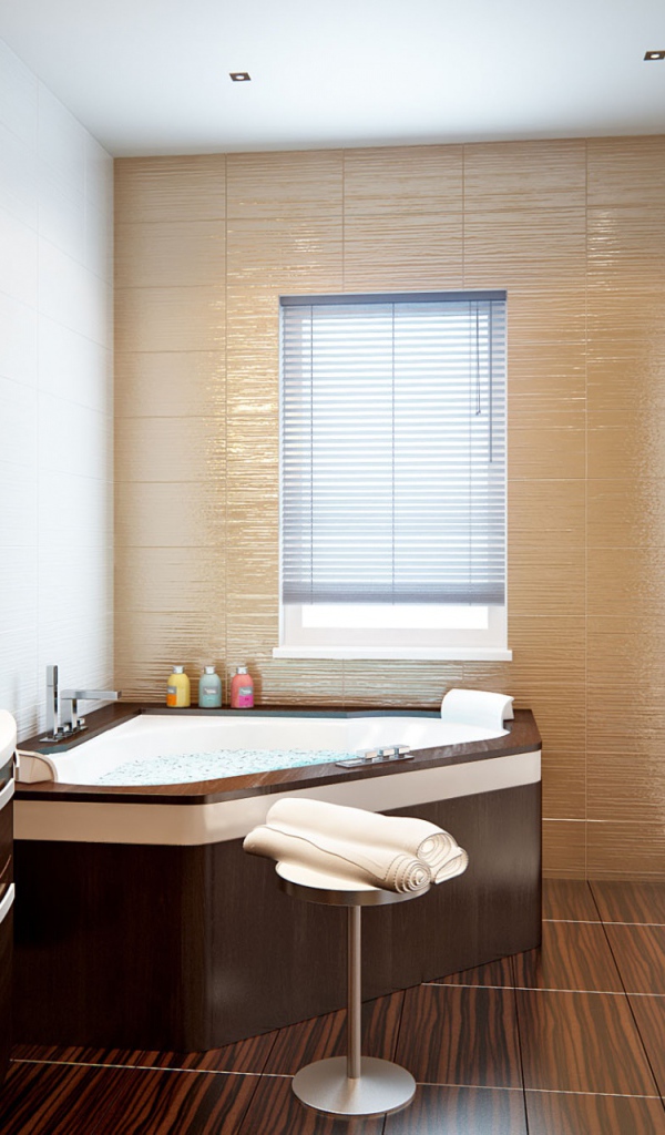 Коричневое джакузи в ванной