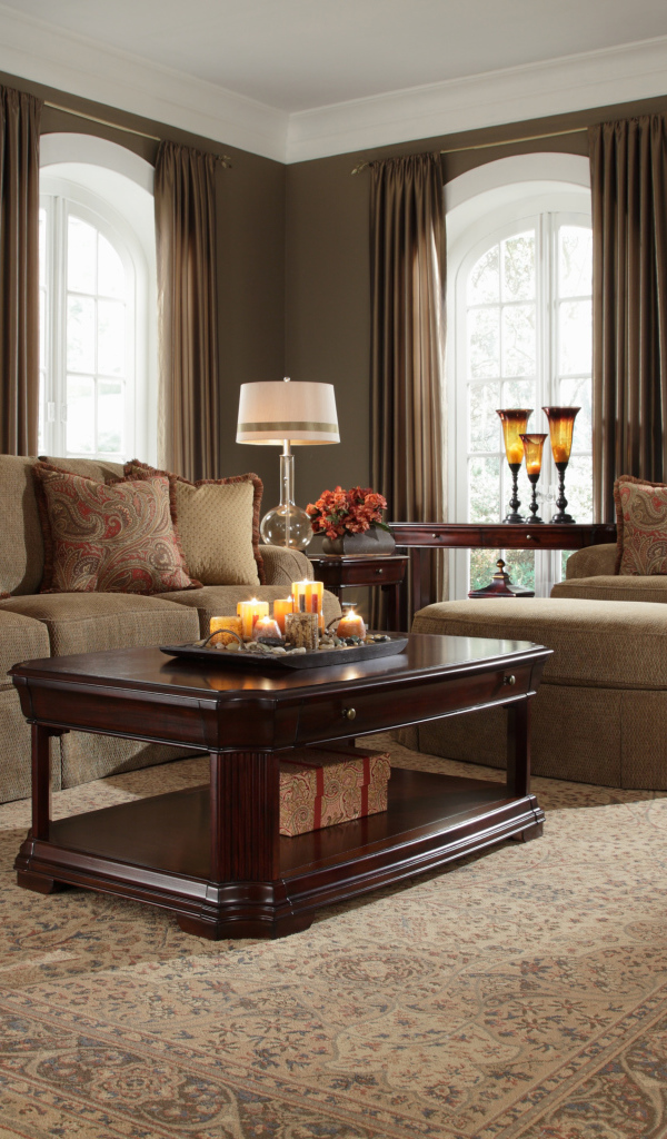 Коричневый диван в гостиной