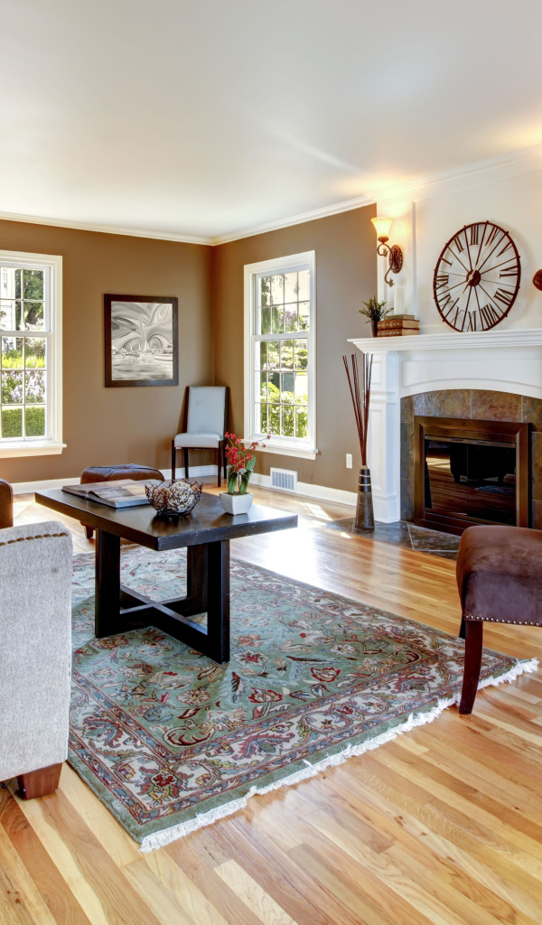 Коричневые стены в гостиной