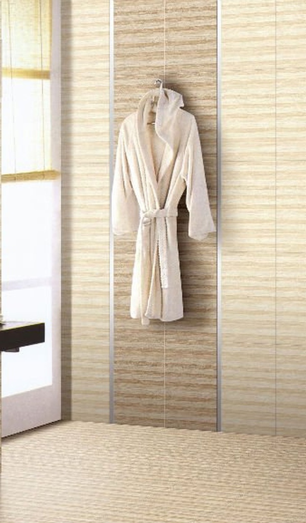 Кремовое оформление ванной комнаты