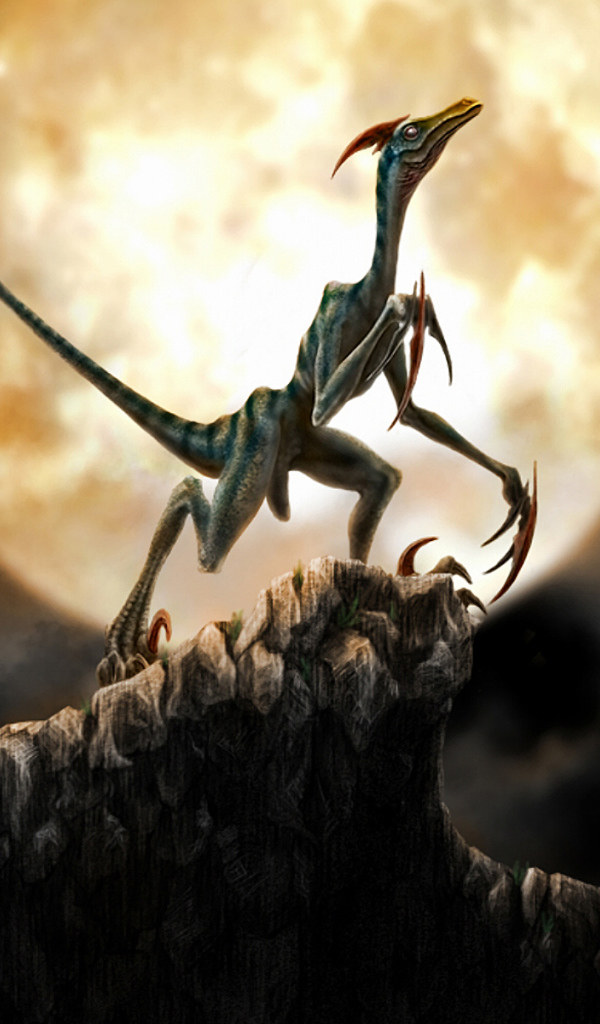 Динозавр на фоне луны