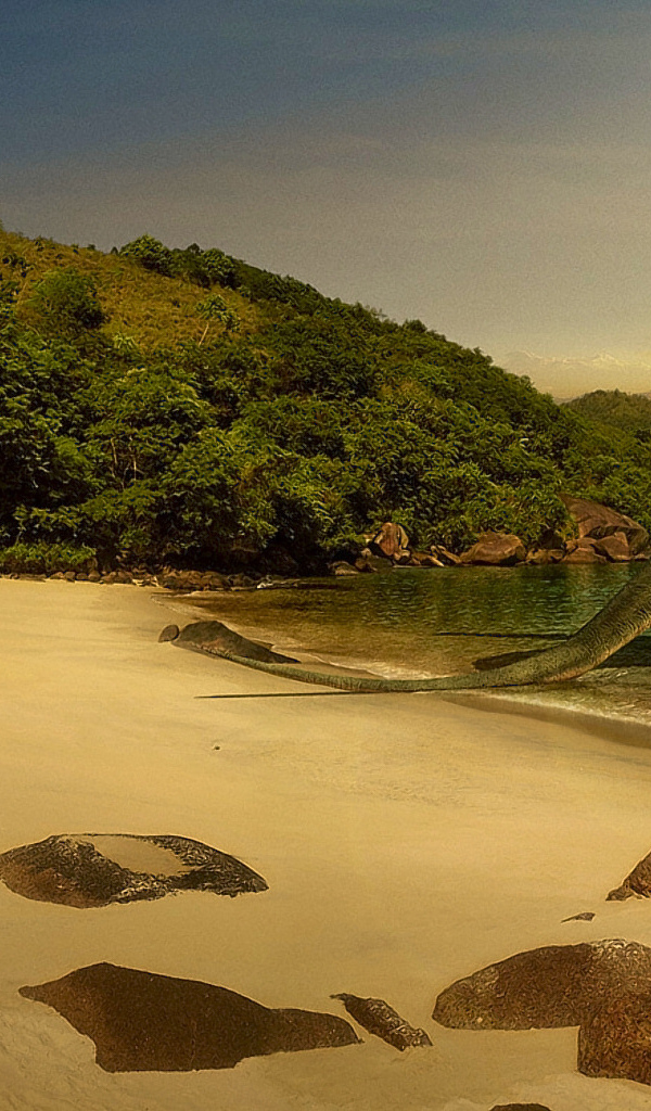 Динозавр на пляже