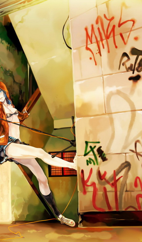 Рисунок девушки в подъезде