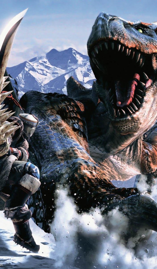 Бой с динозавром в горах