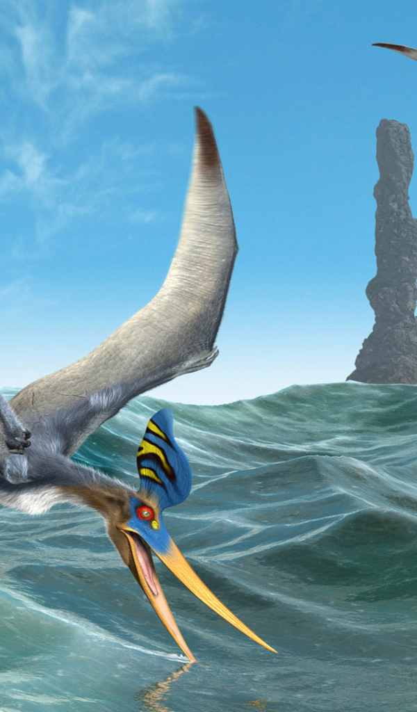 Летающие динозавры над морем