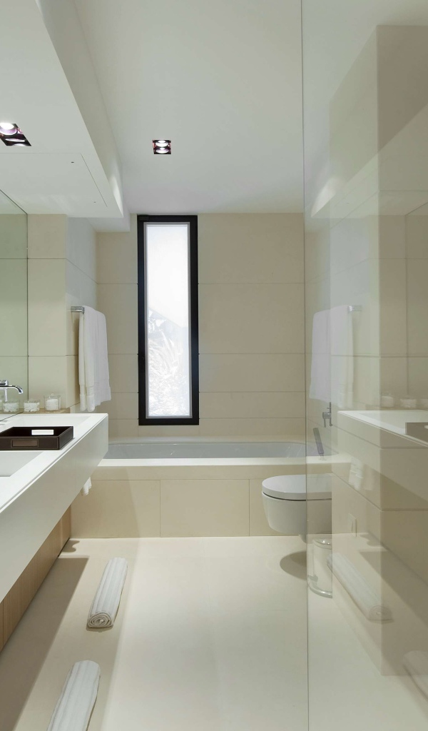 Нежно бежевый цвет ванной комнаты