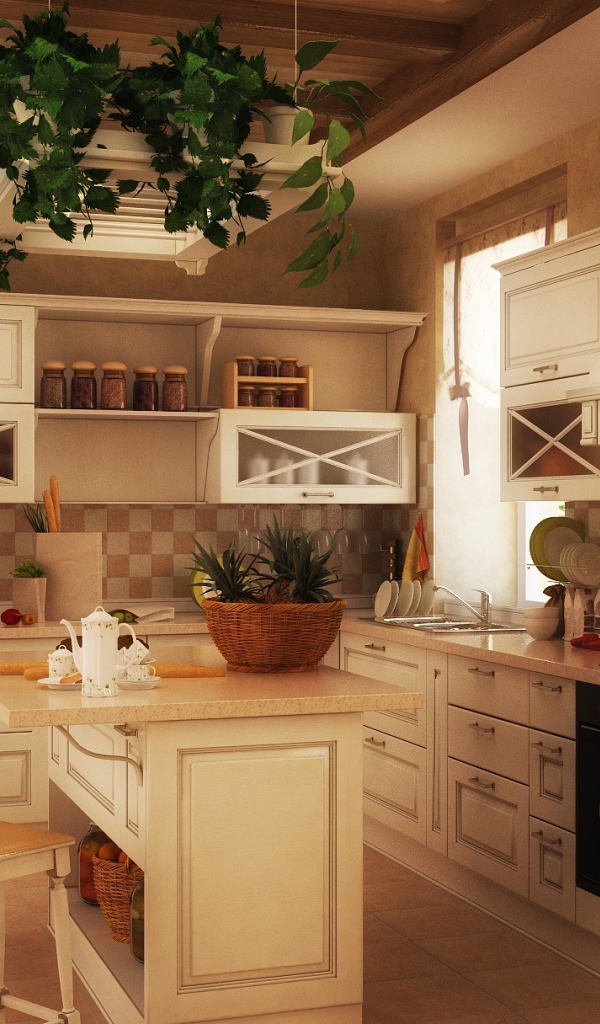 Зеленые растения в кухне