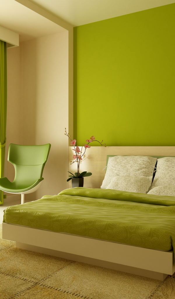 Зеленый стиль спальни