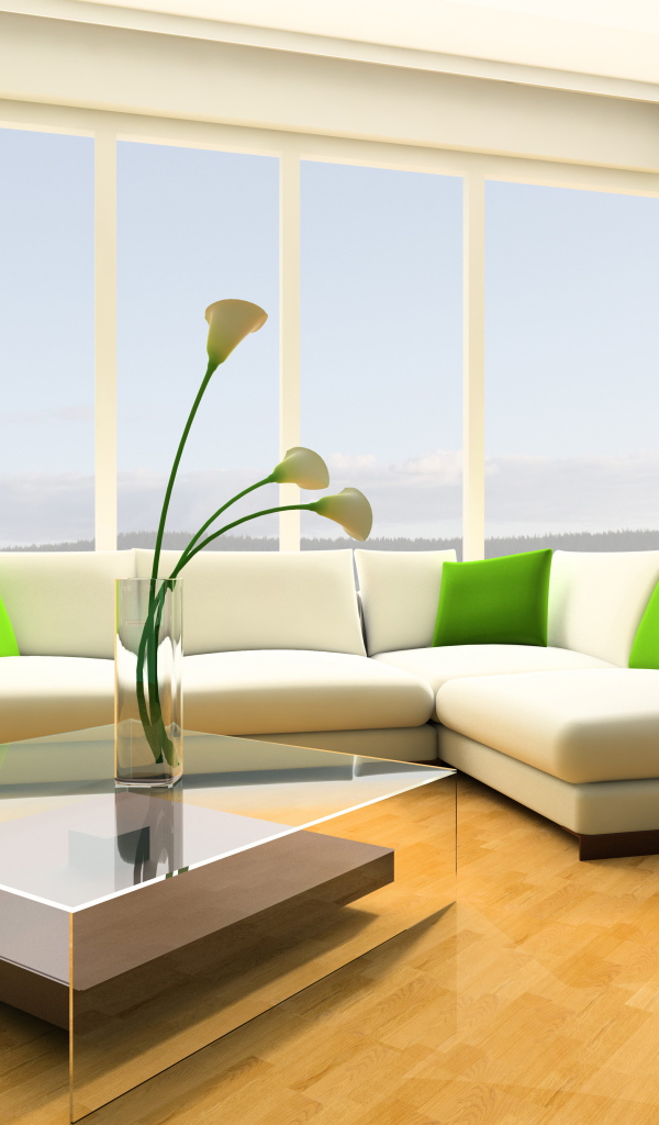 Зеленые тона в оформлении гостиной