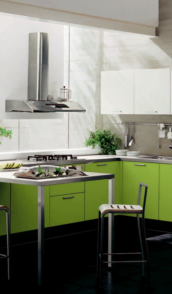 Зелень за окном в кухне