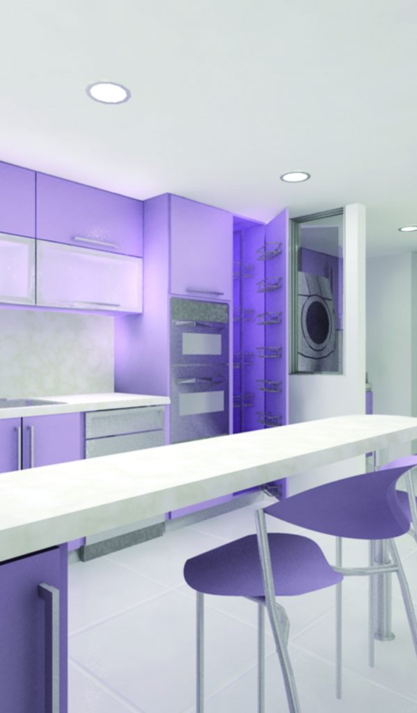 Фиолетовый стиль кухни