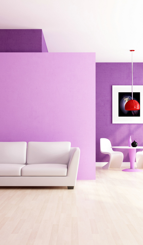Фиолетовый стиль гостиной