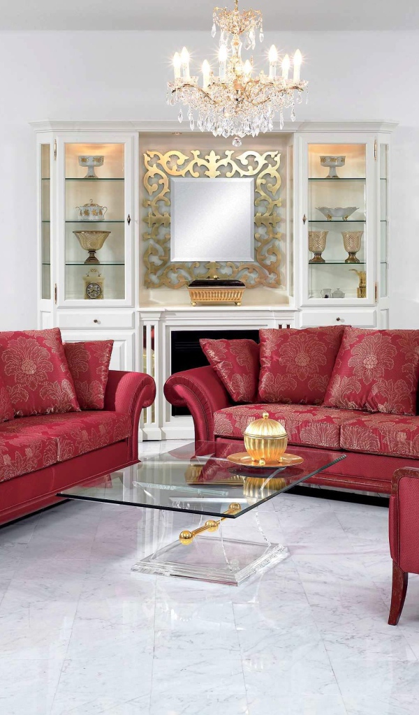 Красная мебель в гостиной