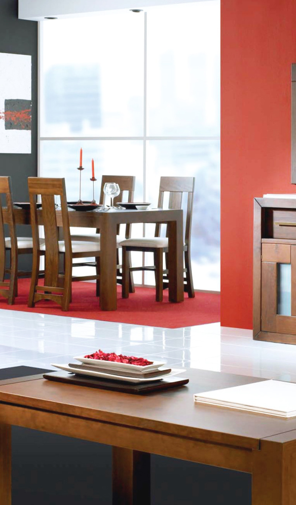 Красные стены в столовой