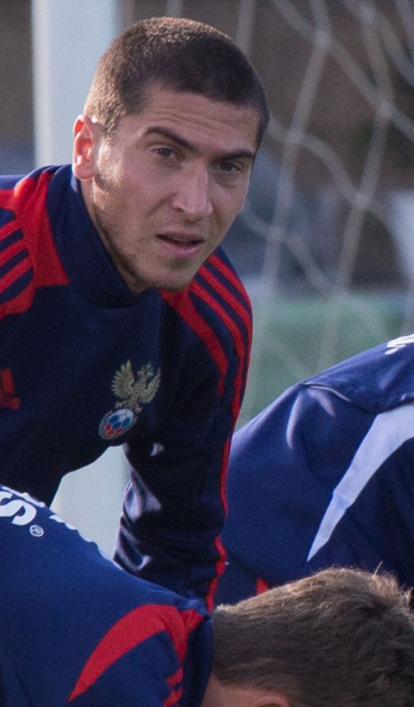 Russian midfielder Alexei Ionov in training