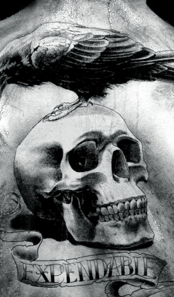 Тату череп на спине