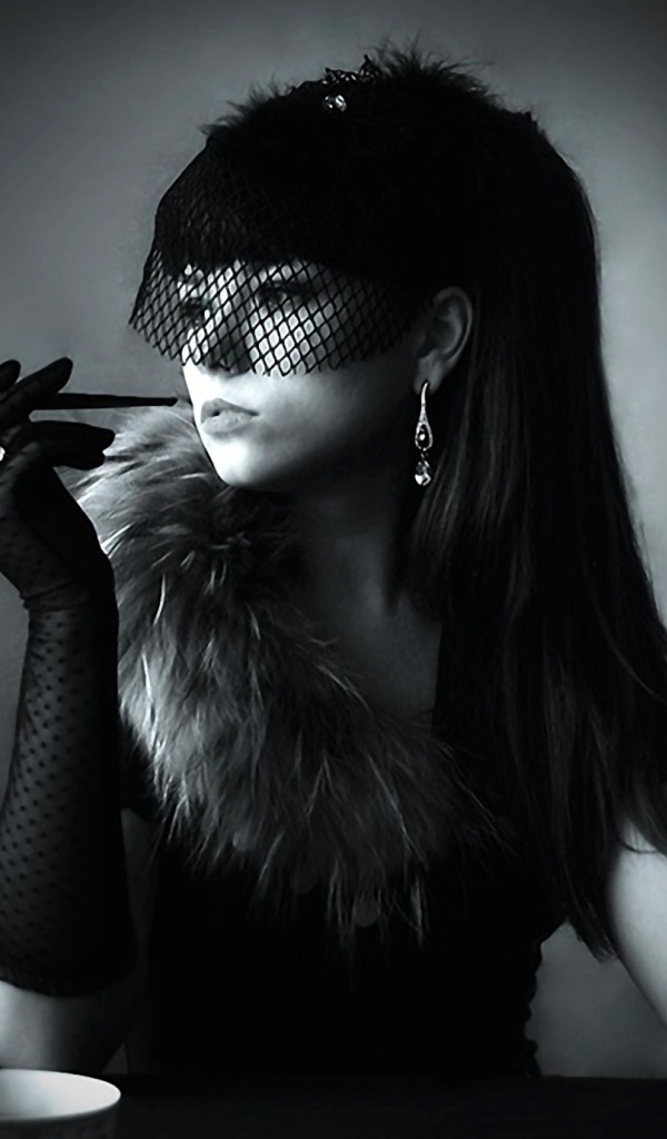 Курящая девушка в стиле ретро