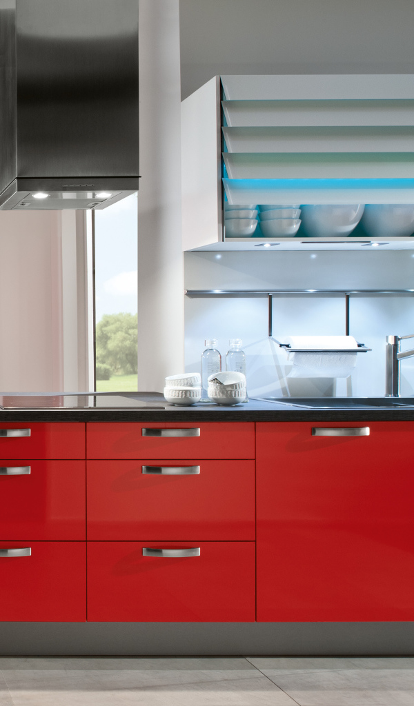Стильная красная кухня
