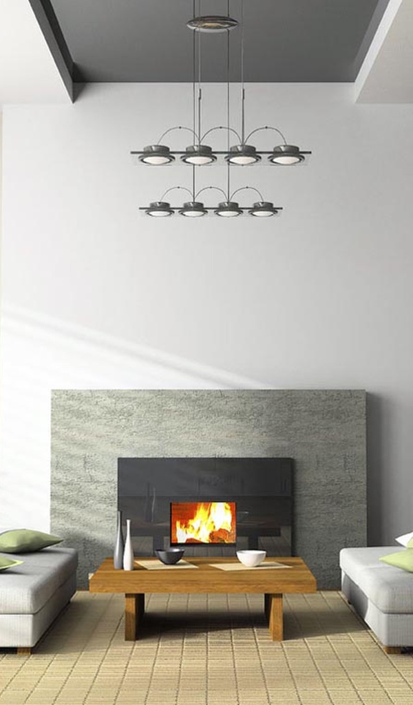 Высокий потолок в гостиной