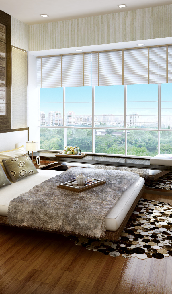 Окно на всю стену в спальне