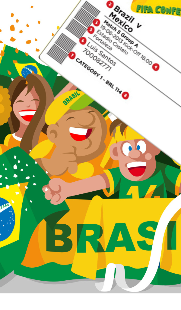 Билет на игру на Чемпионате мира по футболу в Бразилии 2014
