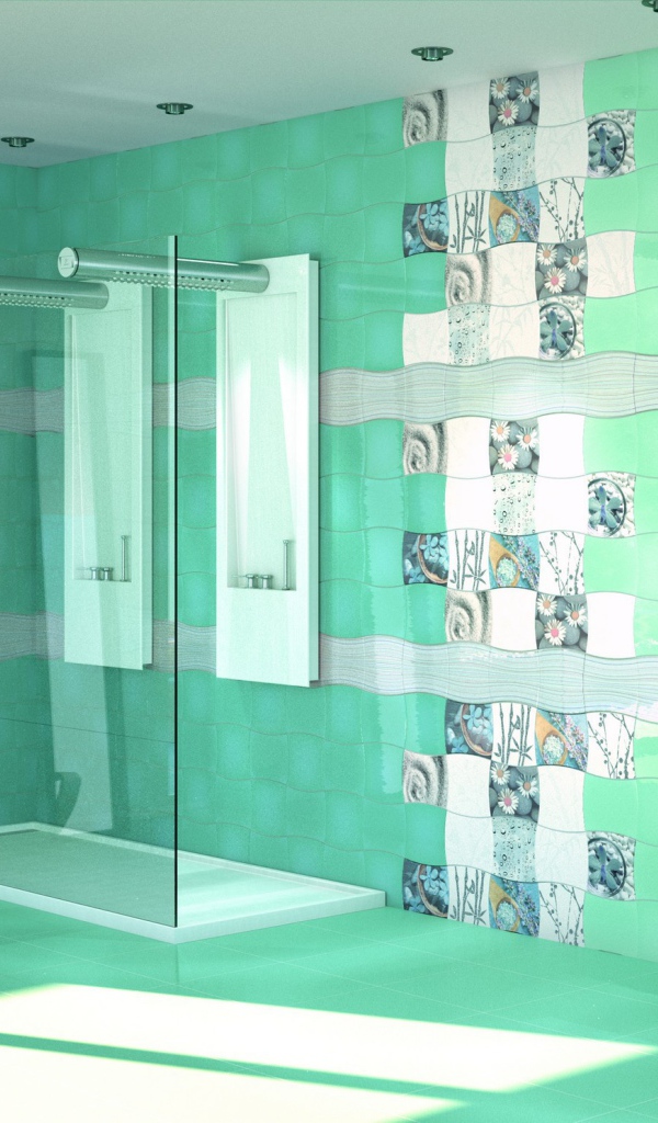 Turquoise tiles in the bathroom