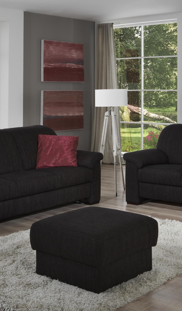 Два черных дивана в гостиной