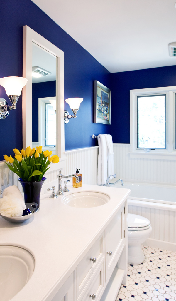 Бело голубой цвет ванной комнаты