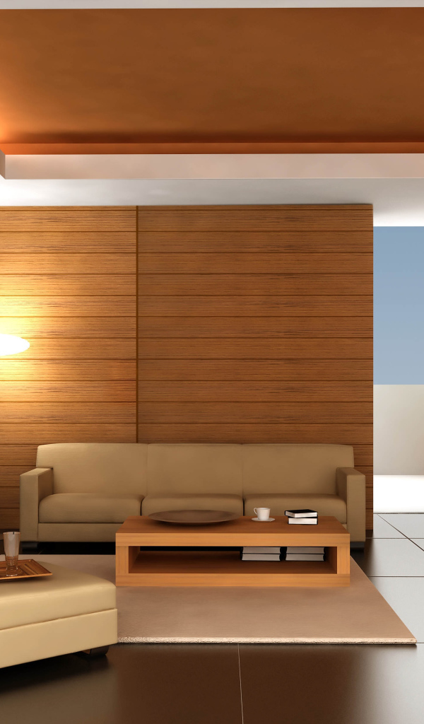 Деревянные панели в гостиной