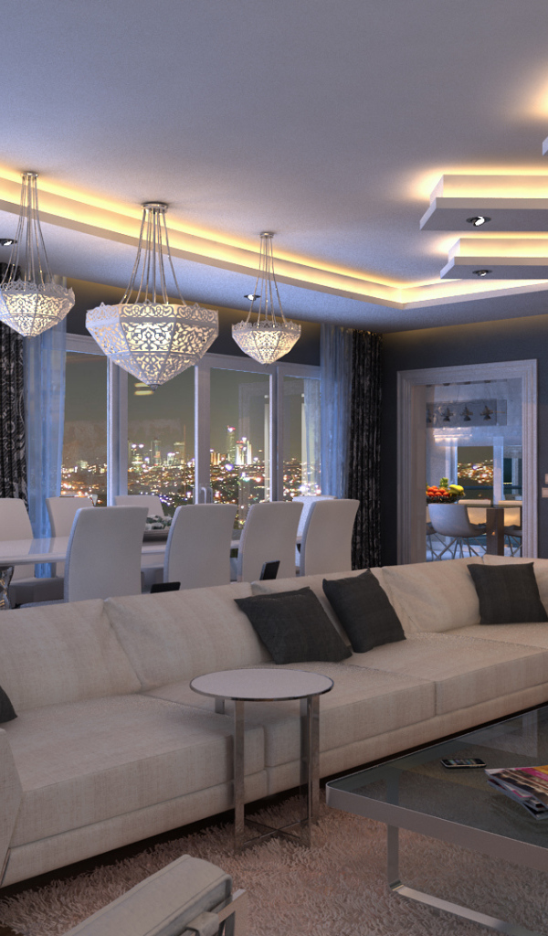 Большой белый диван