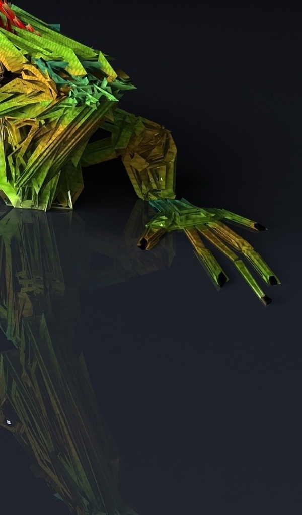 3Д хамелеон на серой поверхности