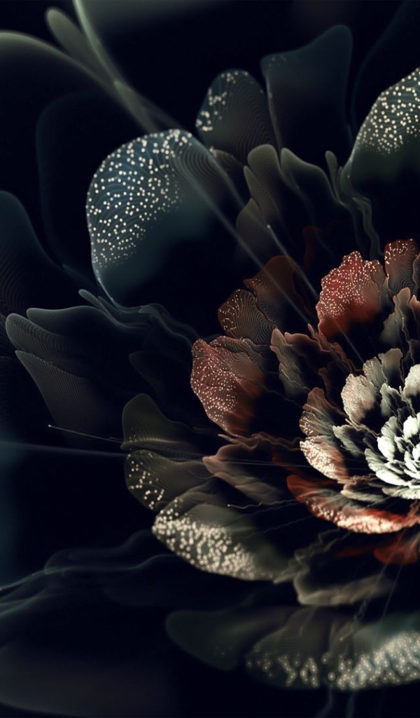 Абстрактный черный цифровой цветок