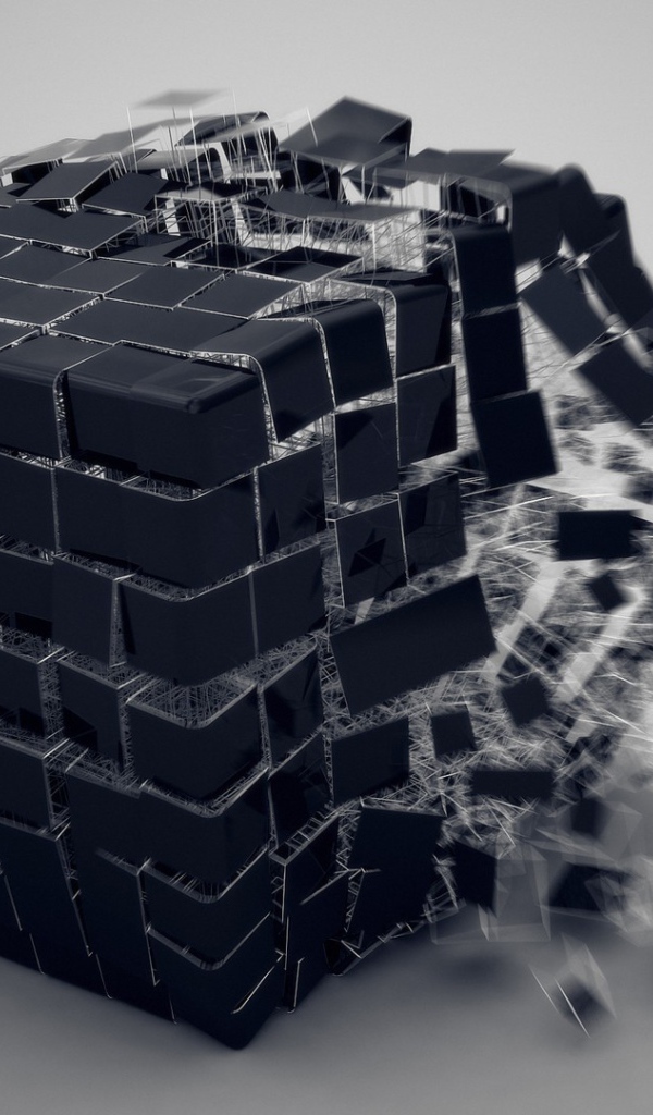 Черный куб распадается на части