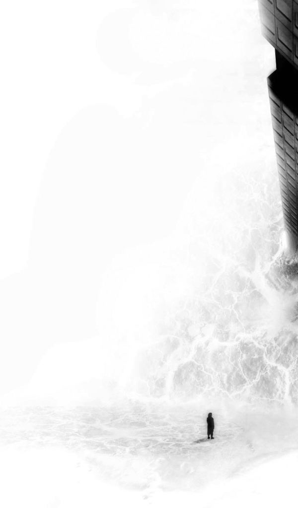 Черное вертикальное строение на белом фоне