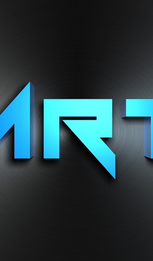 Голубая надпись Арт на металле, 3Д графика